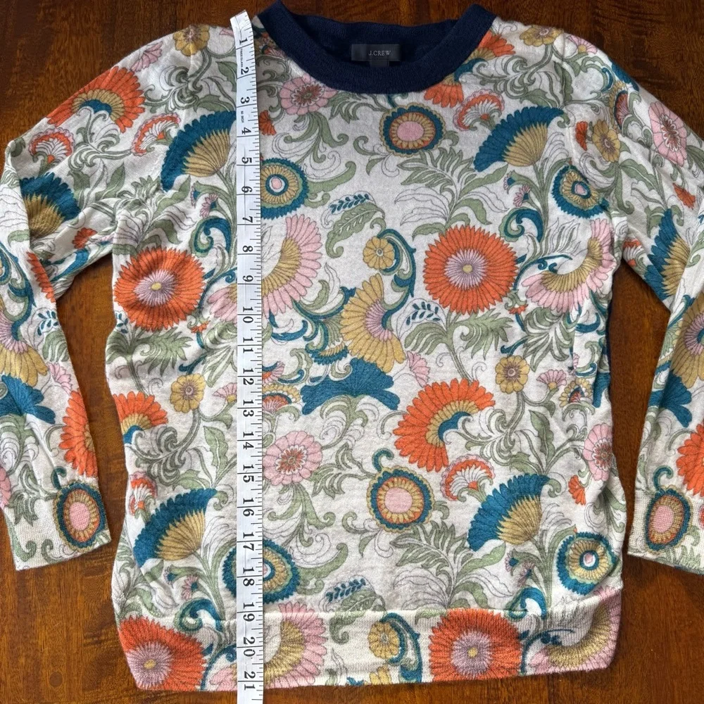 J.Crew 100% Merino Wool Floral Print Sweater